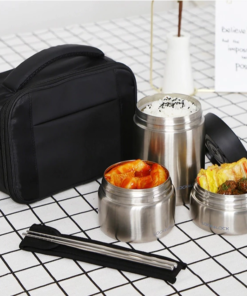 LHC8032SLV - Bộ hộp cơm giữ nhiệt LocknLock bằng thép không gỉ (460ml*1, 420ml*1, 280ml*1, đũa*1, túi*1) - Màu bạc - LocknLock Cần Thơ