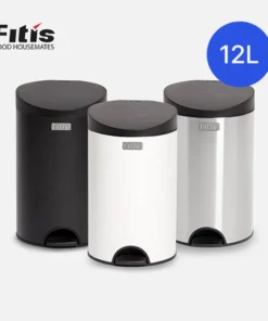 RPS1-90 - Thùng Rác inox Fitis Premium 12L - Tròn đạp thấp - 3 Màu (Inox mờ, Trắng, Đen) - RPS1-901, RPS1-904, RPS1-903 - LocknLock Cần Thơ