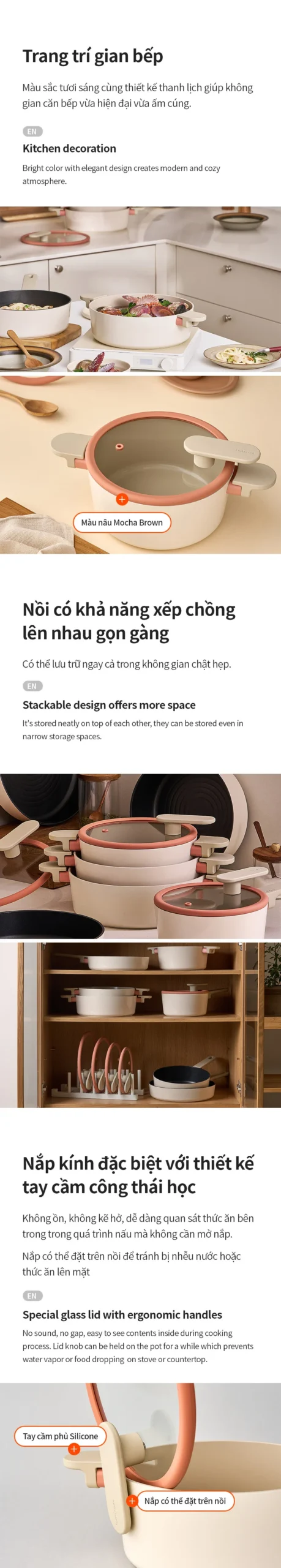 CAS/CAC/CAL - Nồi chống dính Suit Bric LocknLock màu ivory - 4 size (18cm, 20cm, 22cm, 24cm) - LocknLock Cần Thơ