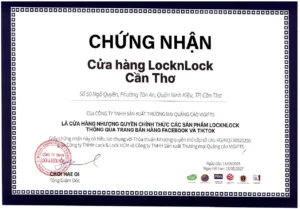 Chứng nhận cửa hàng LocknLock Cần Thơ - Cửa hàng nhượng quyền LocknLock Cần Thơ