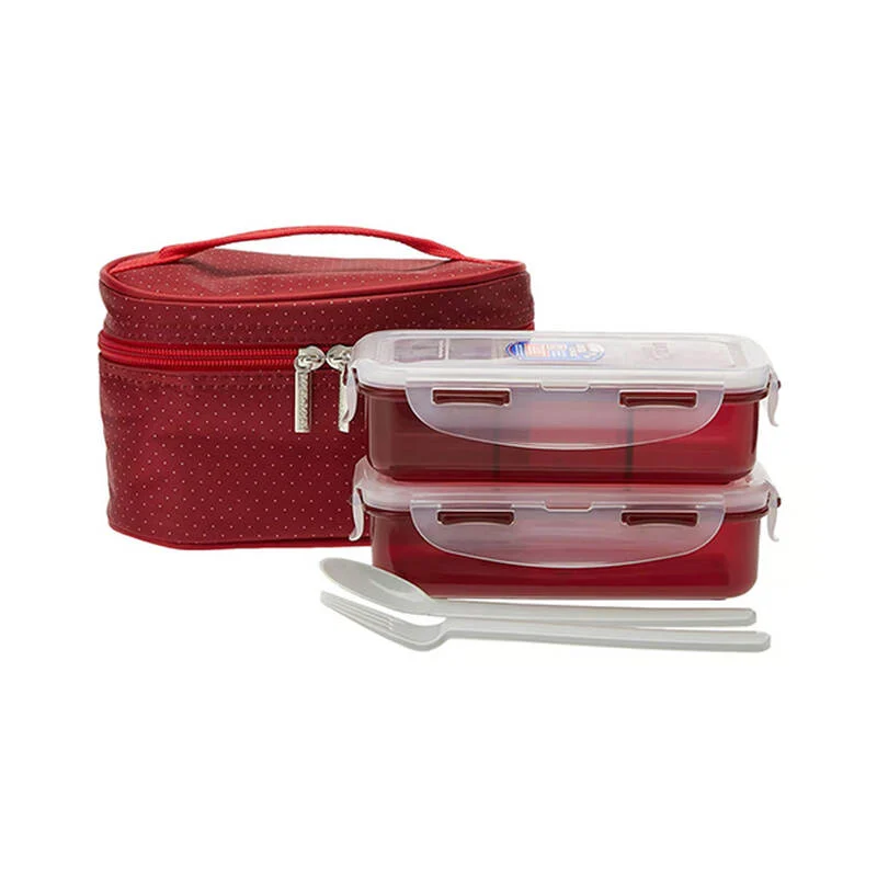 HPL752DR - Bộ Túi Cơm Hộp LocknLock - 180x100x115cm - Kèm Túi, Muỗng, Nĩa Màu Đỏ