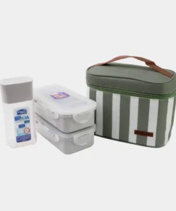 HPL756S3GRN - Bộ Hộp Đựng Cơm LocknLock 3 Món - Kèm Túi Kẻ Sọc - Màu Xanh Lá Cây - LocknLock Online