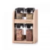 HTE571S4 - Hộp đựng gia vị Lock&Lock Modular 4 chiếc 180ml*2+250ml*2 giá gỗ - Màu nâu - LocknLock Online