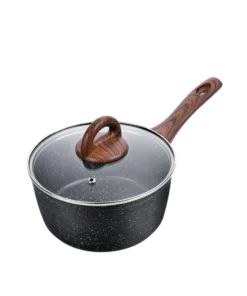 LBU1181 - Chảo nhôm sâu lòng chống dính BAUM Marble 18cm, 1 tay cầm, nắp thủy tinh, hiệu Lock&Lock