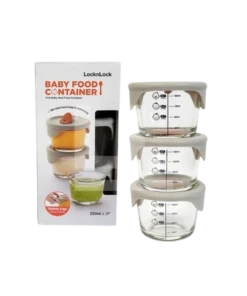 LLG508S3 - Bộ 3 hộp thủy tinh đựng thức ăn cho bé Lock&Lock có vạch chia 230ml x 3 hộp