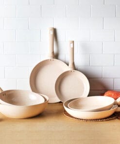 Alternative view of Chảo nhôm chống dính phủ ceramic LocknLock Marble Ceramic IH CAF / CAW 20/24/26/28 dùng được bếp từ - Màu be