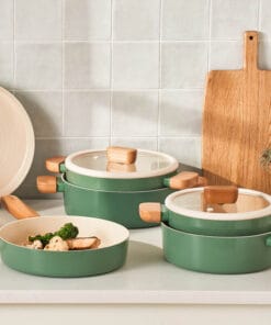 Nồi chống dính LocknLock Suit Sage IH phủ sứ ceramic dùng được bếp từ, bếp gas, bếp hồng ngoại và bếp điện